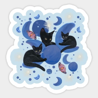 Black cat and moon phases Sticker